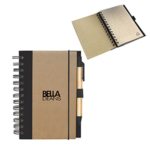 RP4751-RECYCLED CARDBOARD NOTEPAD-Black/Natural